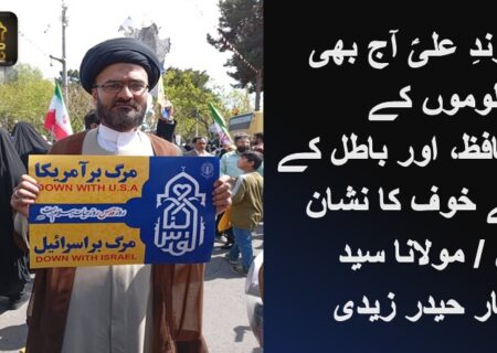 فرزندِ علیؑ آج بھی مظلوموں کے محافظ، اور باطل کے لیے خوف کا نشان ہیں / مولانا سید عمار حیدر زیدی